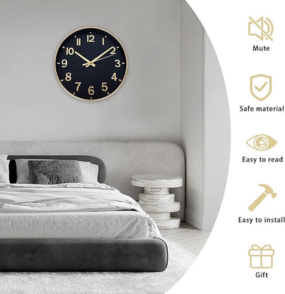 HZDHCLH Wall Clocks Battery Operated, Wall Clock Black Gold, 12 inch Wall Clock - Image 4