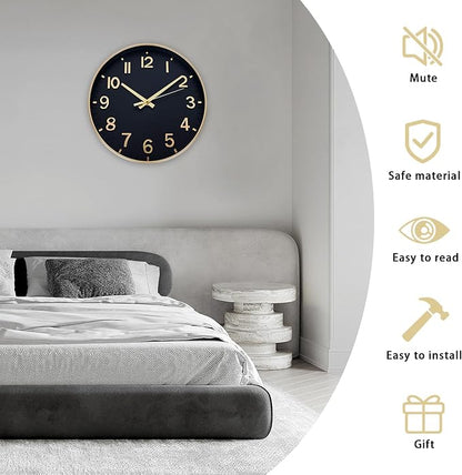 HZDHCLH Wall Clocks Battery Operated, Wall Clock Black Gold, 14 inch Wall Clock - Image 3
