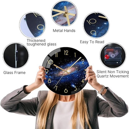 VIKMARI Black Wall Clock 12 Inch Round Silent Non-Ticking Quartz Battery - Image 4