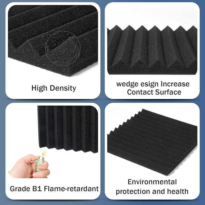 50 Pack Acoustic Foam Panels 1" X 12" X 12" Wedge Soundproof Studio Foam - Image 3