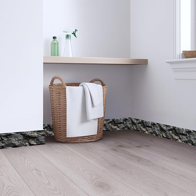 Stone Wallpaper Border 196x4 Inch Peel and Stick Wall Border Dark Slate Rock - Image 4