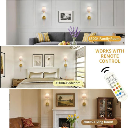 Battery Operated Wall Sconce Set of 2, Cordless Wall Lamps - Image 3