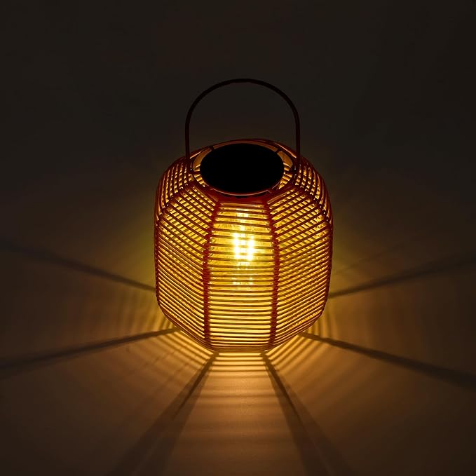 HPC Decor 2 PK Solar Lanterns-Outdoor Solar Lanterns Waterproof, Rattan Solar Lights, Hanging Solar Lanterns Outdoor,Solar Lamp Lights,Decoration Lights for Garden,Patio,Porch,Trees,Pathway,Outside.