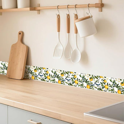 IVN Wallpaper Border Peel and Stick PVC Citrus Blossom and Bird Design 4x196 - Image 8