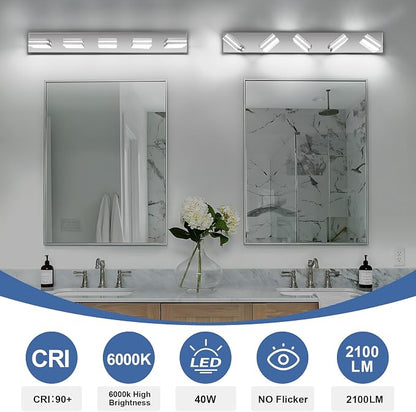 Modern LED Bathroom Lights Fixtures 5-Light, Stainless Steel Chrome Acrylic - Image 5