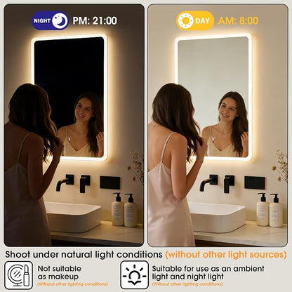 WARM&LOVE 16 x 24 Inch LED Bathroom Mirror, Hand Scan Sensor Anti-Fog Bathroom - Image 8