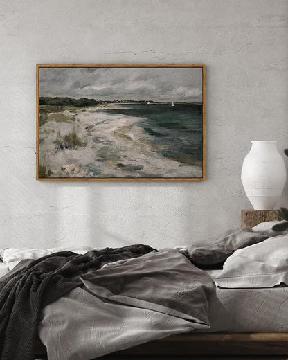 InSimSea Framed Canvas Wall Art, Seaside Landscape Painting Prints, Coastal - Image 2