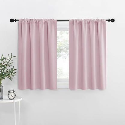 NICETOWN Kitchen Curtains, Baby Pink, Short Blackout Curtains & Drapes by NICETOWN