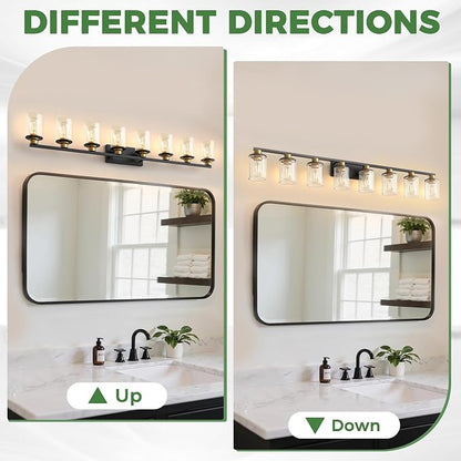 DORESshop 55 Inch Bathroom Light Fixtures, 8-Light Black and Gold Bathroom - Image 7