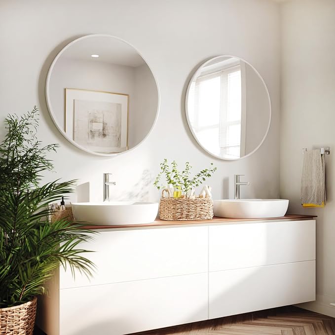 Sunniry 2 Pack 30 inch White Round Mirror by Sunniry