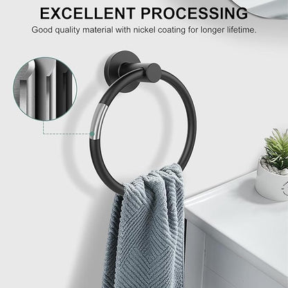 SetSail Towel Holder for Bathroom Wall Matte Black Towel Ring Stainless Steel - Image 4