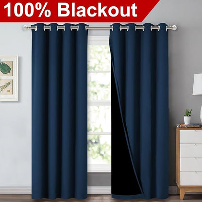 NICETOWN Full Shading Curtains 90" Long 2 Panels Set - Image 2