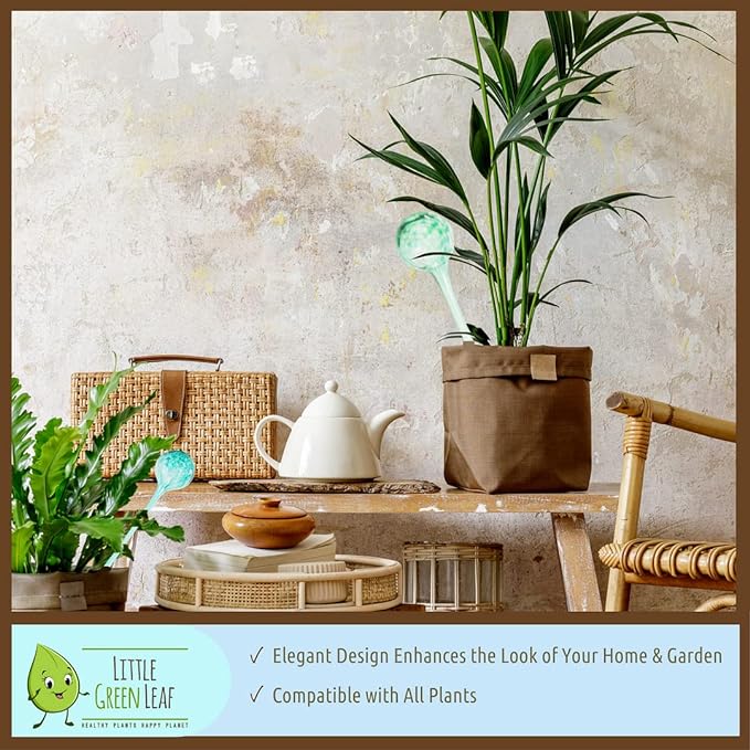 LGL Plant Watering Globes - Automatic Self Watering Globes. Decorative Self Watering Planter Inserts Made From Hand-Blown Durable Glass. Self Watering Spikes to Support Plant Health. 4 Pack, Jumbo.