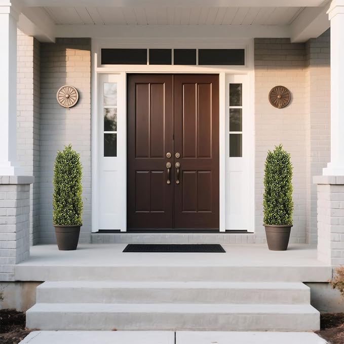 4ft Artificial Boxwood Topiary Trees (Set of 2) - UV Resistant Faux Plants for Outdoor/Indoor, Realistic 48in Fake Bushes and Shrubs for Front Porch, Planter, Patio - Low Maintenance & Evergreen