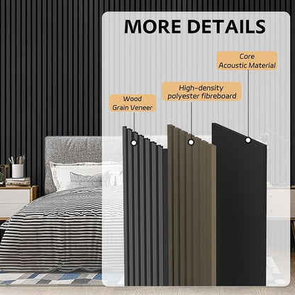 RITOLLO 4 Pack Wood Panels for Wall, 92.5"×12.6" Wood Slat Acoustic Panels for - Image 3
