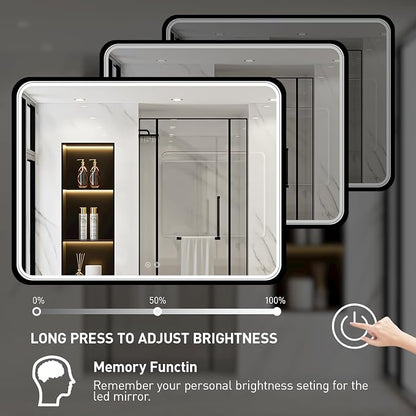 43X36 Inch Black LED Bathroom Mirror - Image 4