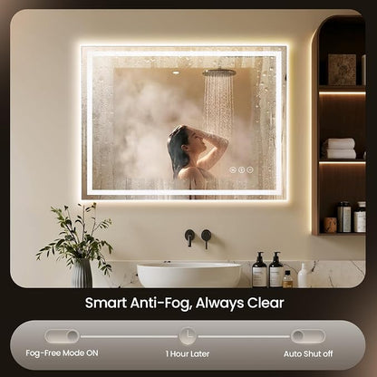 48X36 LED Bathroom Mirror with Lights, Backlit + Front Lit, Lighted Bathroom - Image 2
