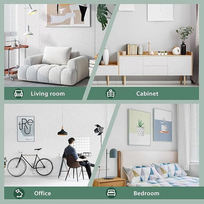 Abyssaly White Wallpaper Peel and Stick 15.7" x 196.8" Silk Embossed White - Image 5