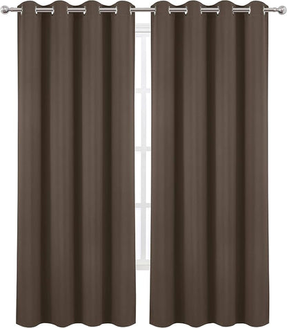 LEMOMO Chocolate Brown Thermal Blackout Curtains/52 x 95 Inch/Set of 2 Panels - Image 2