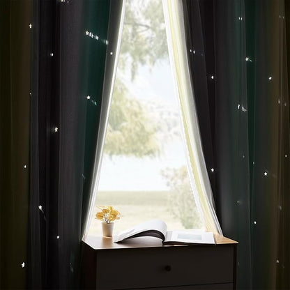 XiDi Curtains for Bedroom Decor, Rainbow GreenYellowGrey52/45/1 - Image 5
