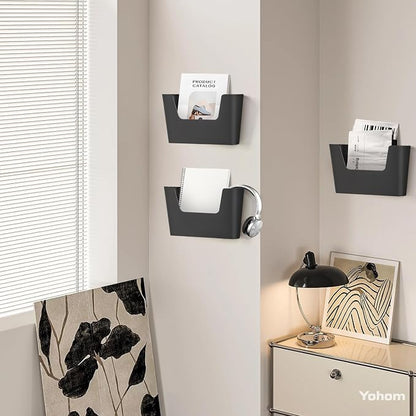 YOHOM Adhesive File Holder Plastic Document Folder Door No Drilling Mount Mail - Image 5