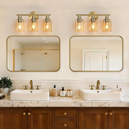 Zarbitta 3-Light Bathroom Light Fixtures, Brushed Gold Vanity Light, Farmhouse - Image 7