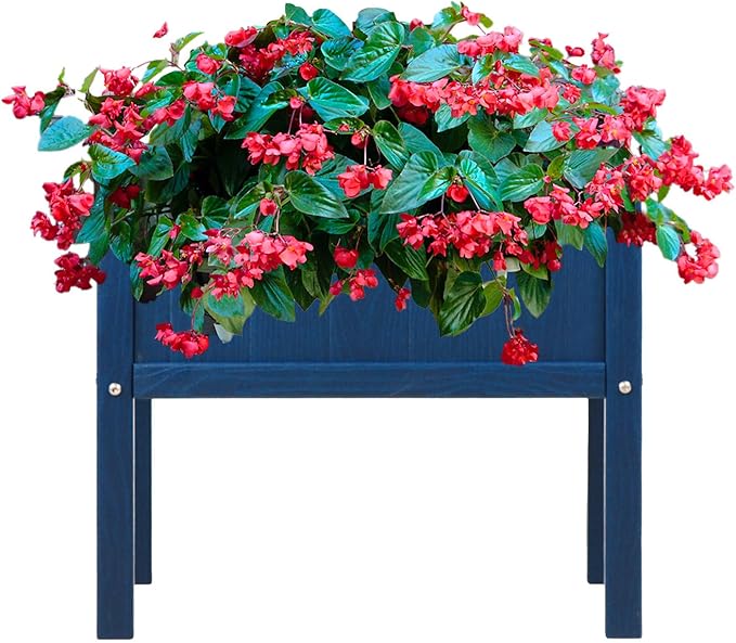 Raised Garden Bed with Drainage Hole Waterproof HDPE Elevated Planter Box with Legs Stable and Durable to Plant Herb Vegetable Flower,Patio,Balcony Outdoors/Indoors Navy