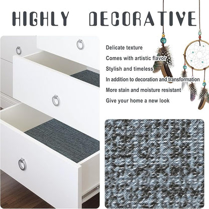 Amiya Grasscloth Wallpaper Blue Peel and Stick Faux Fabric Linen Contact Paper - Image 5