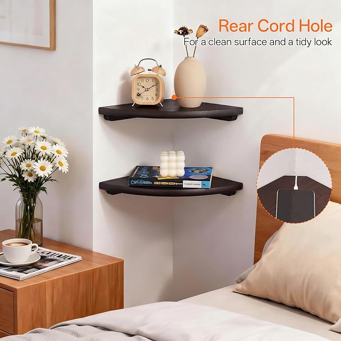 Gieanoo Corner Wall Shelf, 7inch Solid Oak Wood Floating Corner Shelf - Image 5