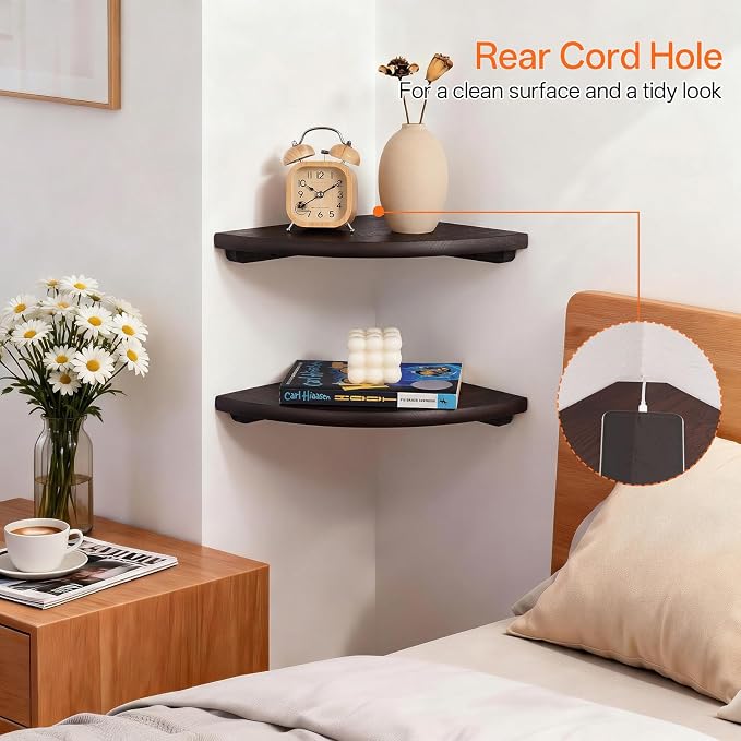 Gieanoo Corner Wall Shelf, 9inch Solid Oak Wood Floating Corner Shelf - Image 5