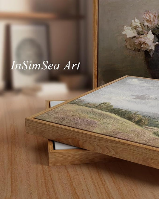 InSimSea Framed Canvas Wall Art Vintage Decor, Old Cottages Countryside Large - Image 2