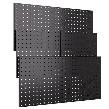 INCLY 6 Pack 12"x12" Black Metal Pegboard Panels, Heavy Duty Pegboard Wall by INCLY