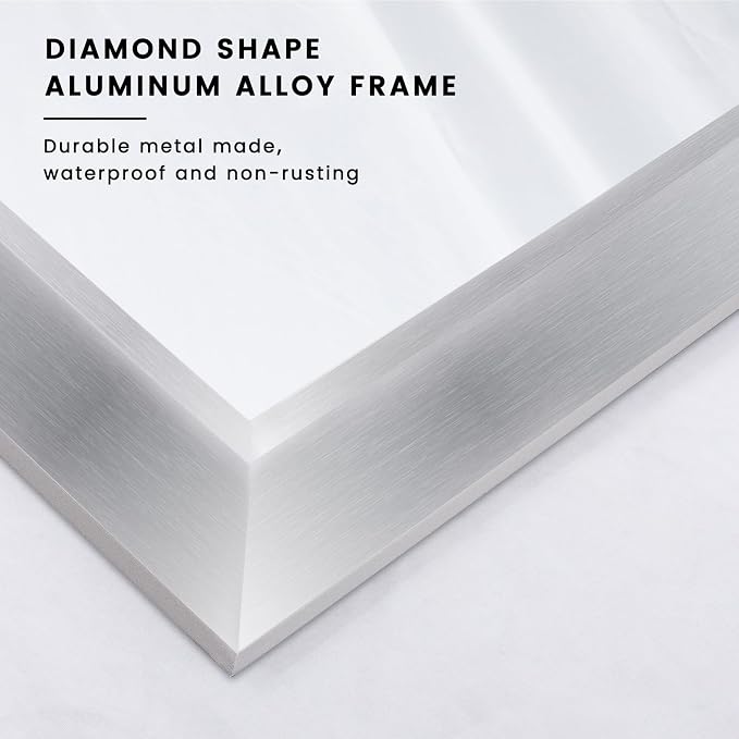 Amorho 48x32 Inch Bathroom Mirror Silver, Thick Metal Framed Wall Mirrors - Image 2