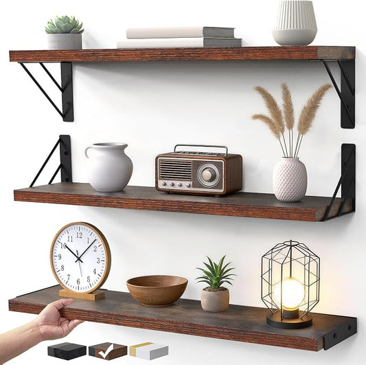 BAYKA 23-in Floating Wall Shelves, Rustic Wood Wall Shelves by Bayka
