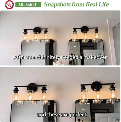 Zarbitta 3-Light Bathroom Light Fixtures, 17.23" Black Modern Vanity Lights - Image 3