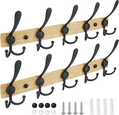 TICONN Wall Mounted Coat Rack, Five Heavy Duty Tri Hooks All Metal Construction by TICONN