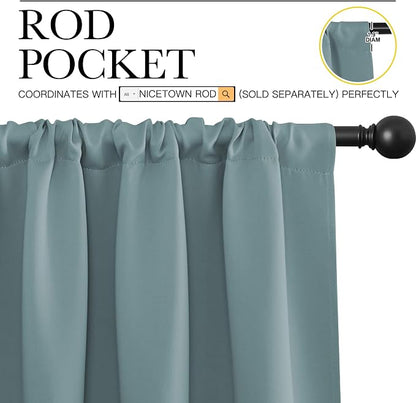 NICETOWN 2 Panels Blackout Curtains, Rod Pocket Thermal Insulated Drapess - Image 2