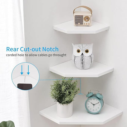 Corner Floating Shelves, Solid Oak Wood Corner Shelves Wall Mount Shelf - Image 3