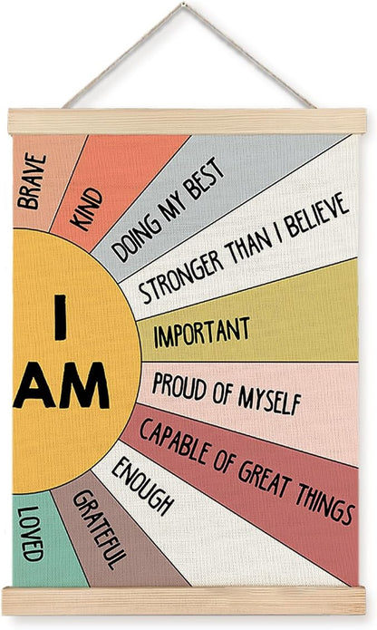 Supwhd Affirmation Wall Decor for Kids Boys Girls, I am Kind I am Brave by Homedecoration