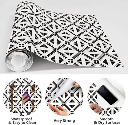 Jeweluck Black and White Peel and Stick Wallpaper Black and White Removable - Image 4