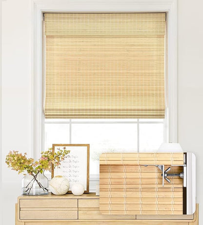 LazBlinds No Tools No Drill Cordless Bamboo Roman Shades, Custom Privacy Light by LazBlinds
