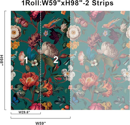 Zeeko Floral Peel and Stick Wallpaper Removable Mural Vintage Wallpaper - Image 7