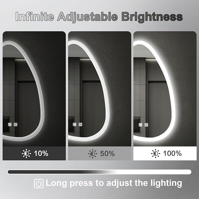 16x24 LED Bathroom Mirror with Lights Irregular, Lighted Bathroom Vanity Mirror - Image 3