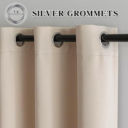 IGEMAEVE Beige Curtains 84 Inch Length 2 Panels Set, Light Filtering Curtains - Image 3
