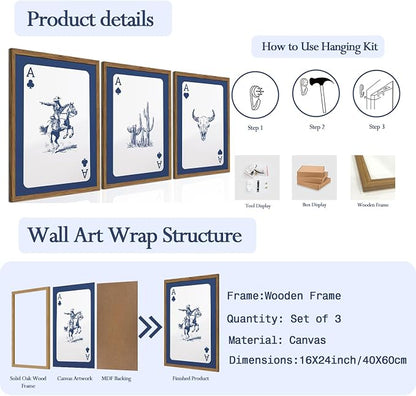 Western Wall Art Set of 3 - Image 2