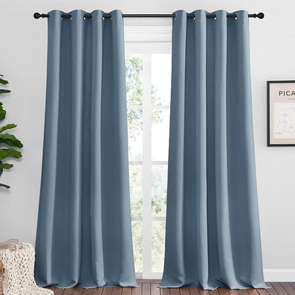 NICETOWN Smoky Blue Blackout Curtains 120 inches Length by NICETOWN