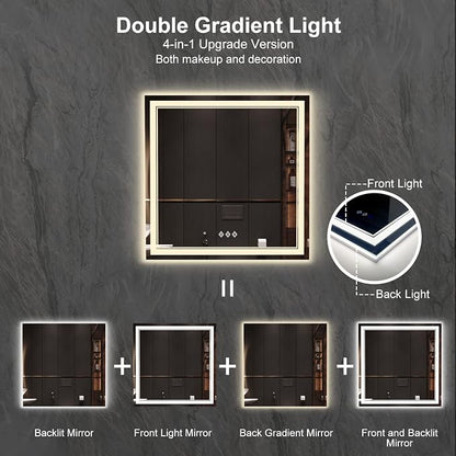 LED Mirror for Bathroom, 36x36 Inch, 3 Colors Dimmable CRI>90 Double Lights - Image 4