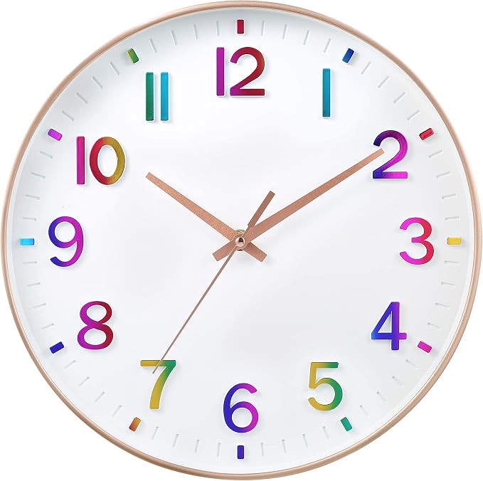 HZDHCLH Kid Wall Clocks Battery Operated, 12 inch Silent Non Ticking Modern by HZDHCLH