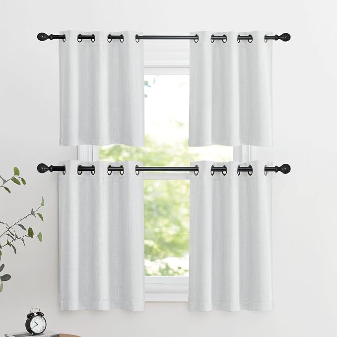 NICETOWN Faux Linen Valances, Short Cafe Curtains Kitchen Tiers, Room Darkening - Image 7