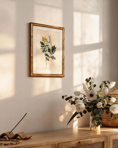 InSimSea Gold Bamboo Framed Canvas Wall Art, Kitchen Herbs Botanical Paintings - Image 6